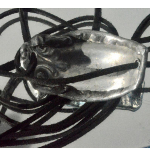 Antique Silver Yoga Cuff Bracelet Tie Wrap Cord - Picture 3 of 5